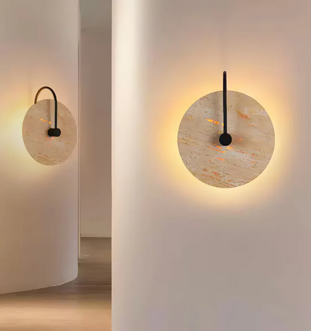 Round Travertine Wall Lamp - NexioPick