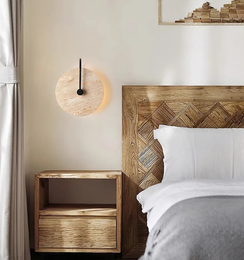 Round Travertine Wall Lamp - NexioPick