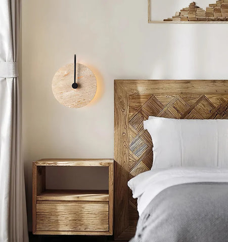 Round Travertine Wall Lamp - NexioPick