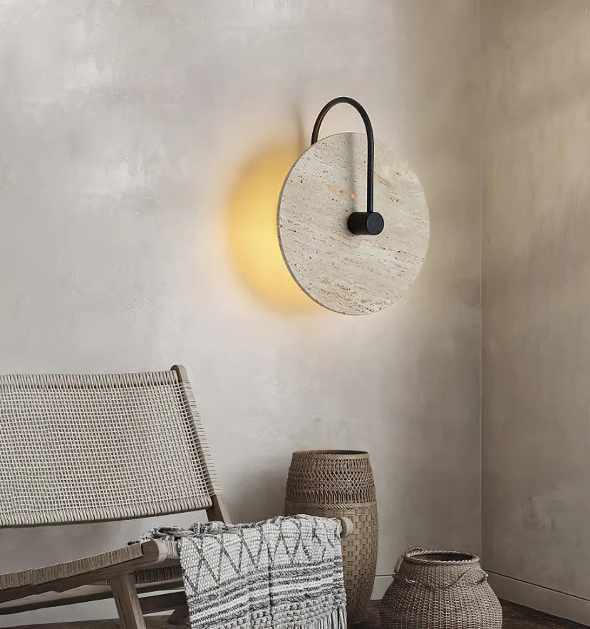 Round Travertine Wall Lamp - NexioPick