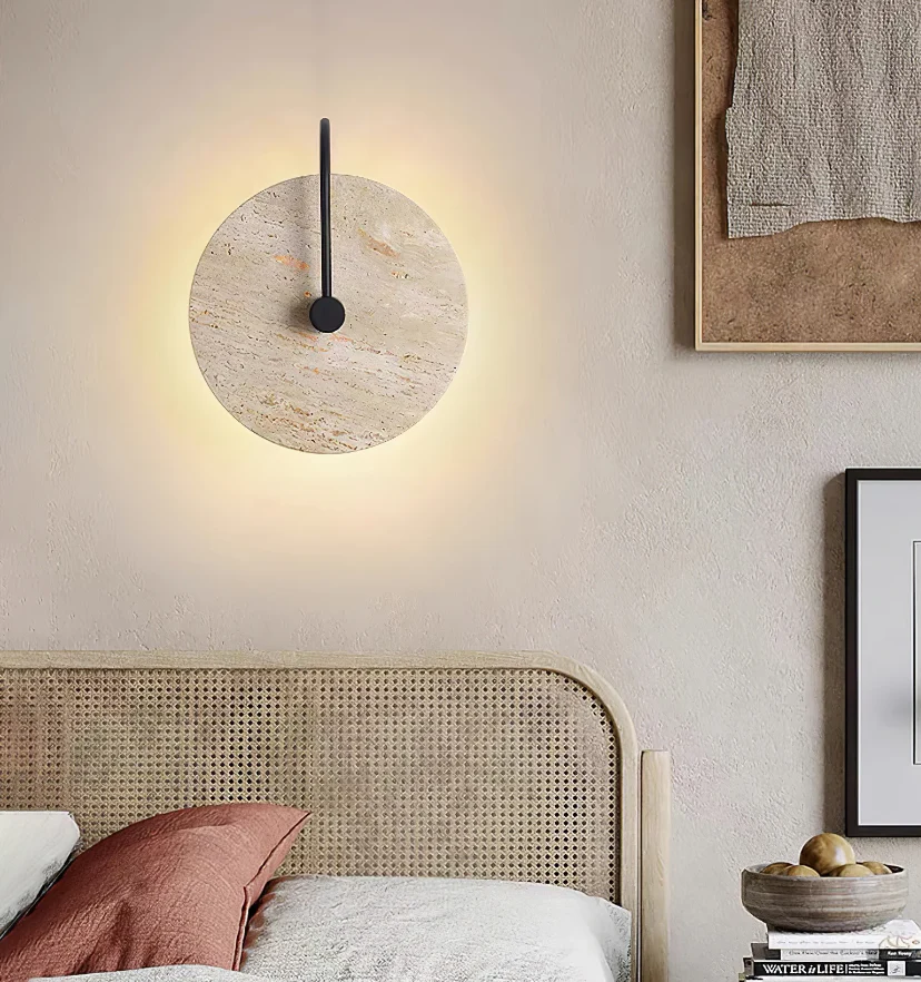 Round Travertine Wall Lamp - NexioPick