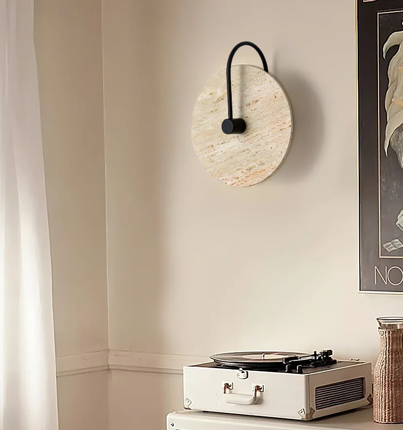 Round Travertine Wall Lamp - NexioPick