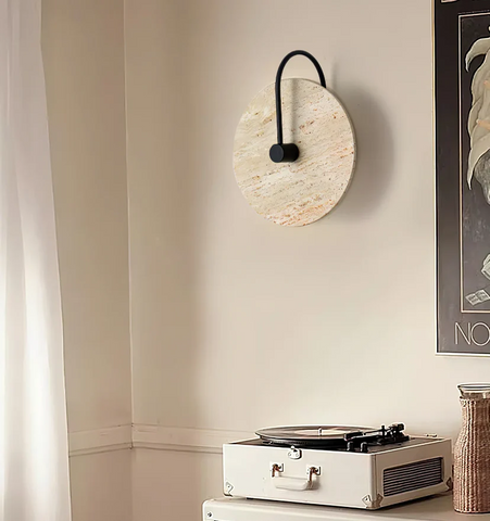Round Travertine Wall Lamp - NexioPick