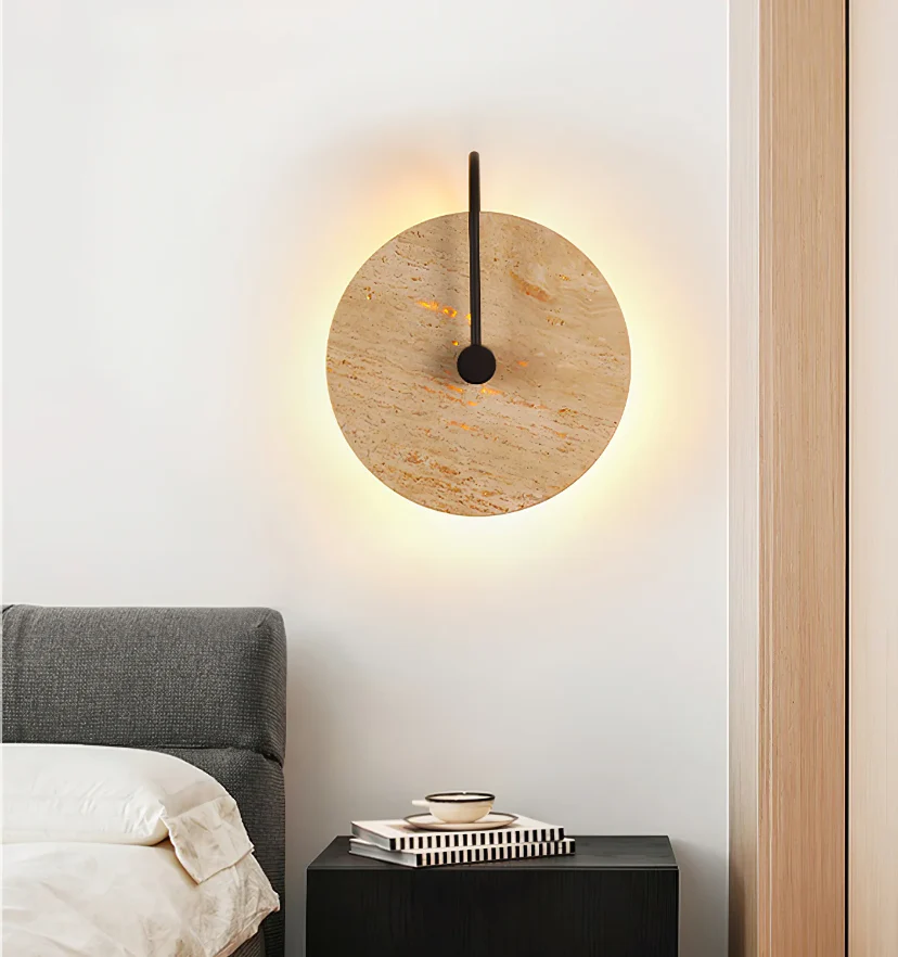 Round Travertine Wall Lamp - NexioPick