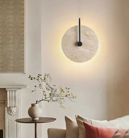 Round Travertine Wall Lamp - NexioPick