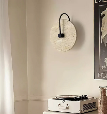 Round Travertine Wall Lamp - NexioPick