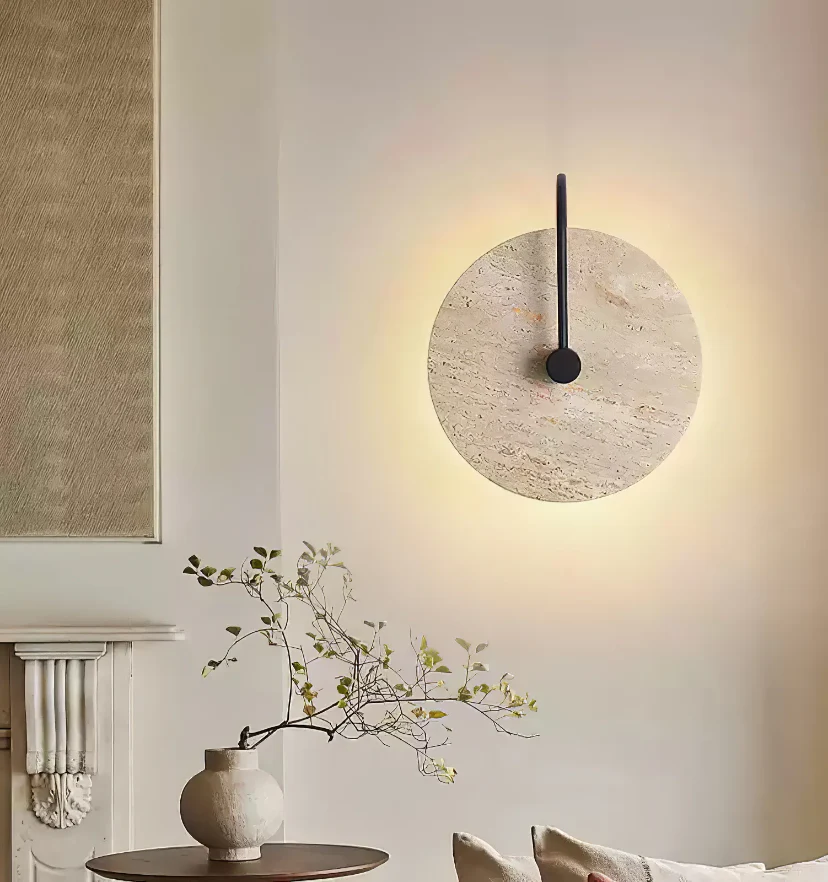 Round Travertine Wall Lamp - NexioPick