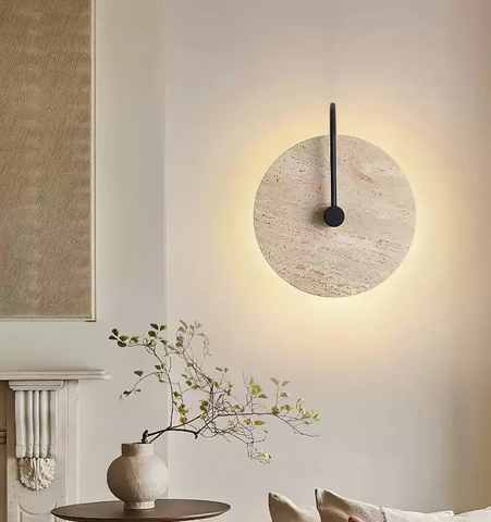 Round Travertine Wall Lamp - NexioPick