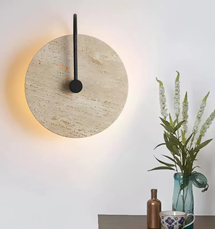 Round Travertine Wall Lamp - NexioPick
