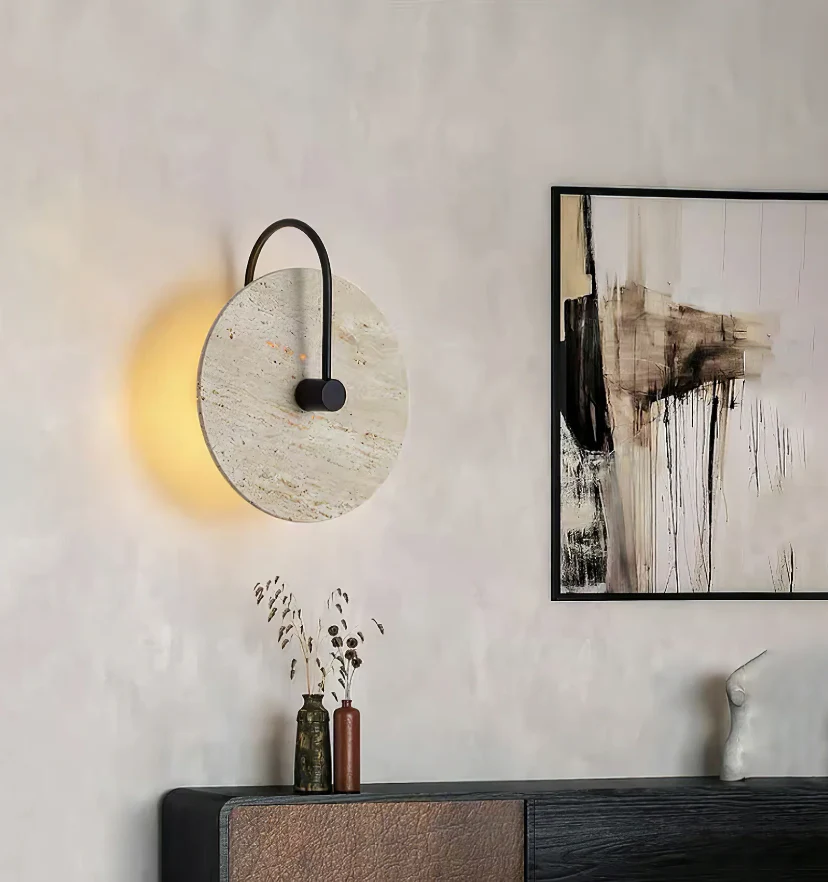 Round Travertine Wall Lamp - NexioPick