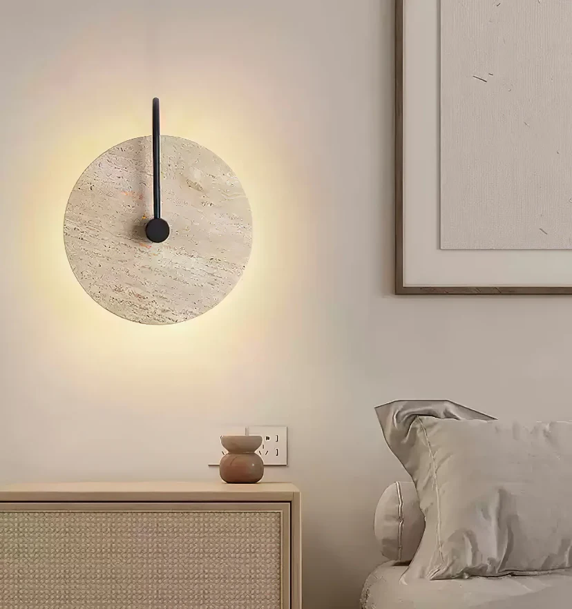 Round Travertine Wall Lamp - NexioPick