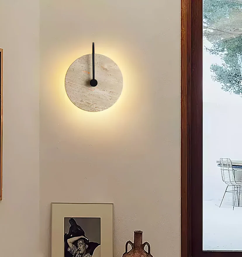 Round Travertine Wall Lamp - NexioPick