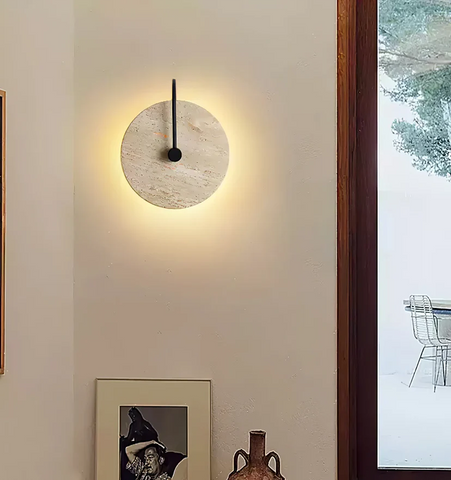 Round Travertine Wall Lamp - NexioPick