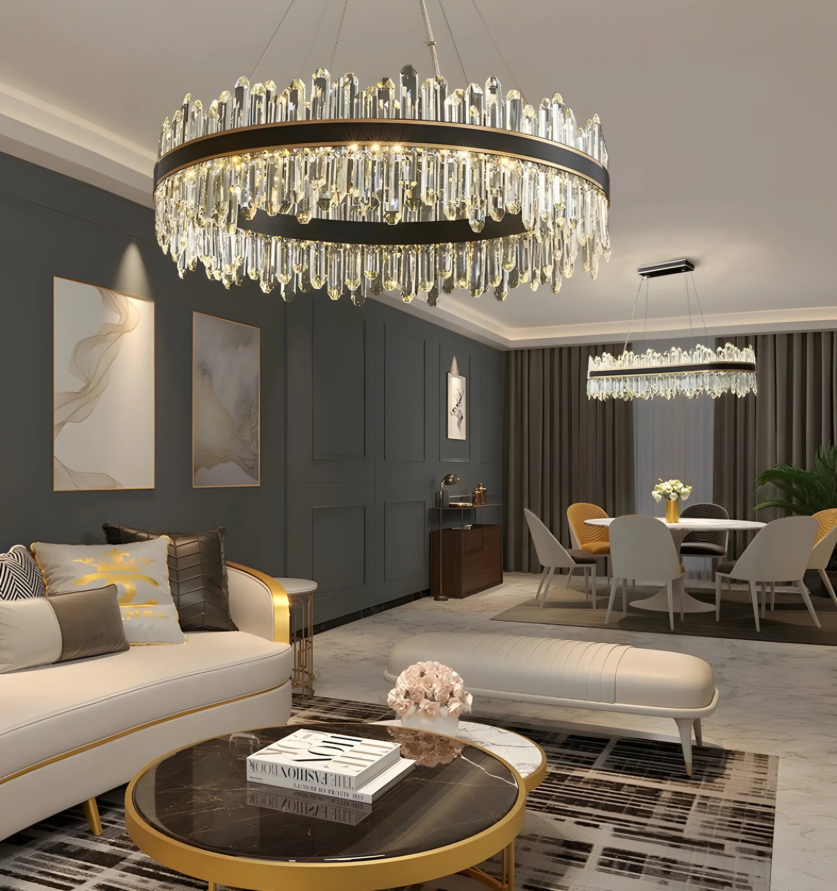 Royal Black Gold Ring Chandelier - NexioPick