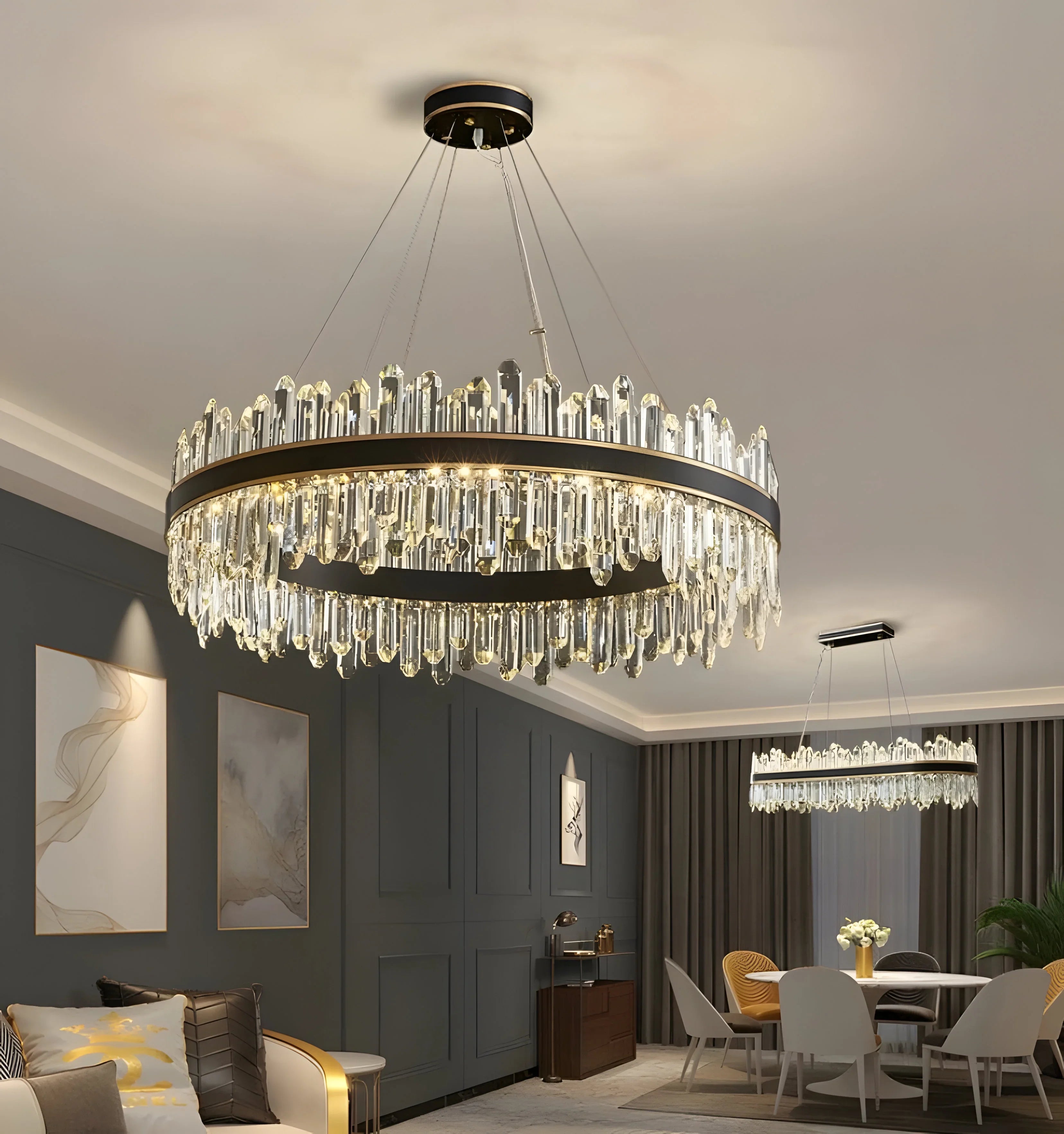 Royal Black Gold Ring Chandelier - NexioPick