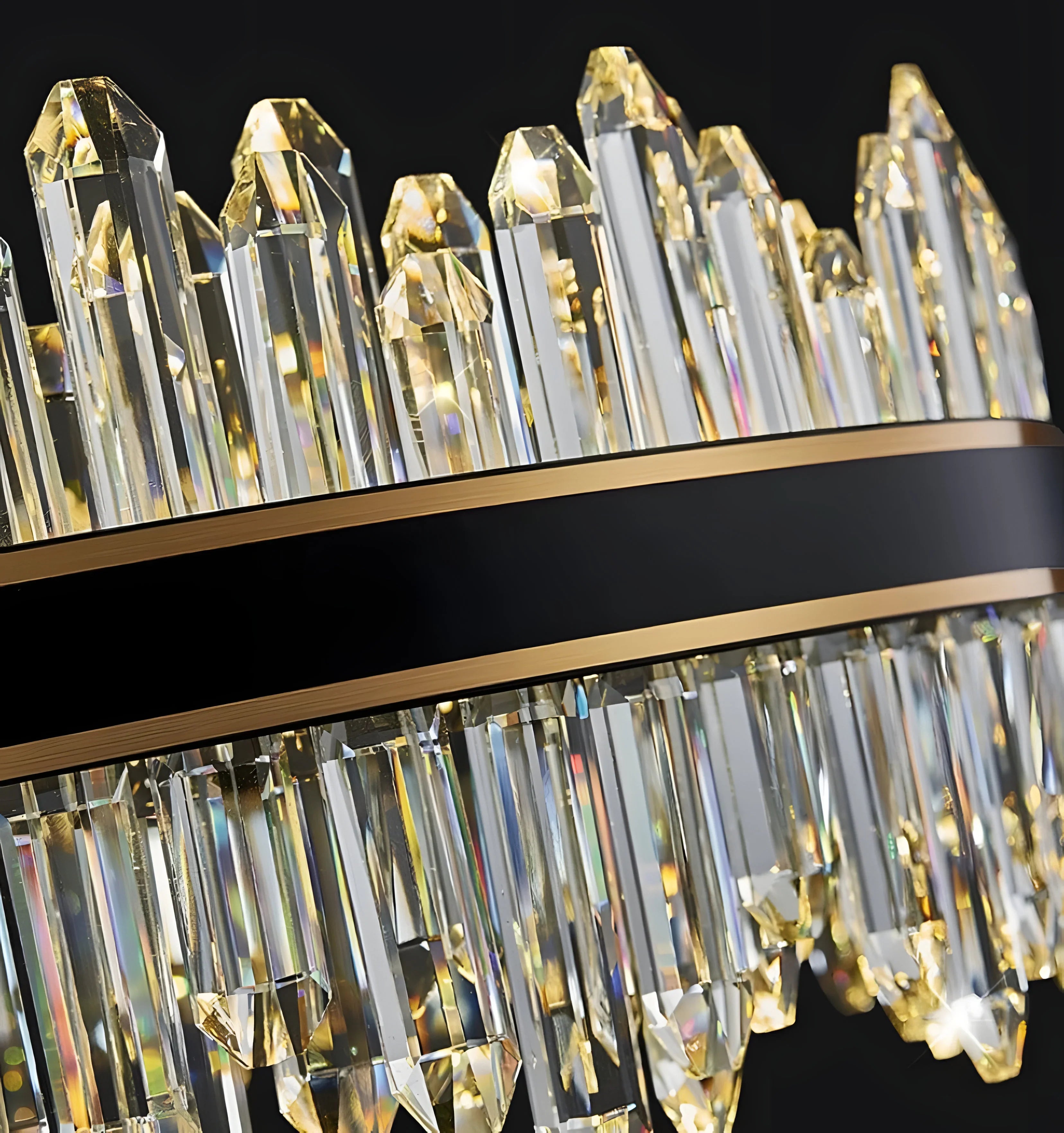 Royal Black Gold Ring Chandelier - NexioPick