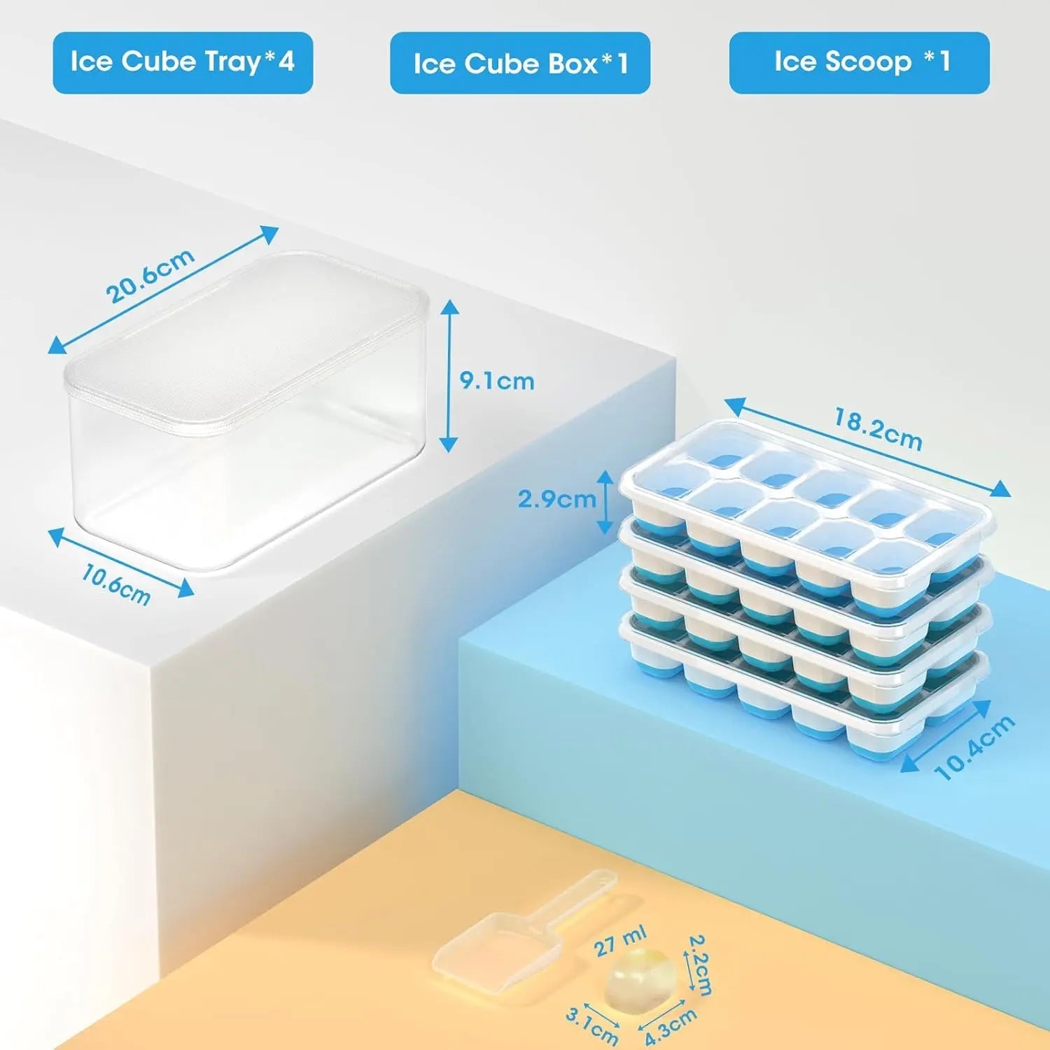 Silicone Ice Cube Tray with Bin – Easy-Release Ice Maker with Lid & Storage Container