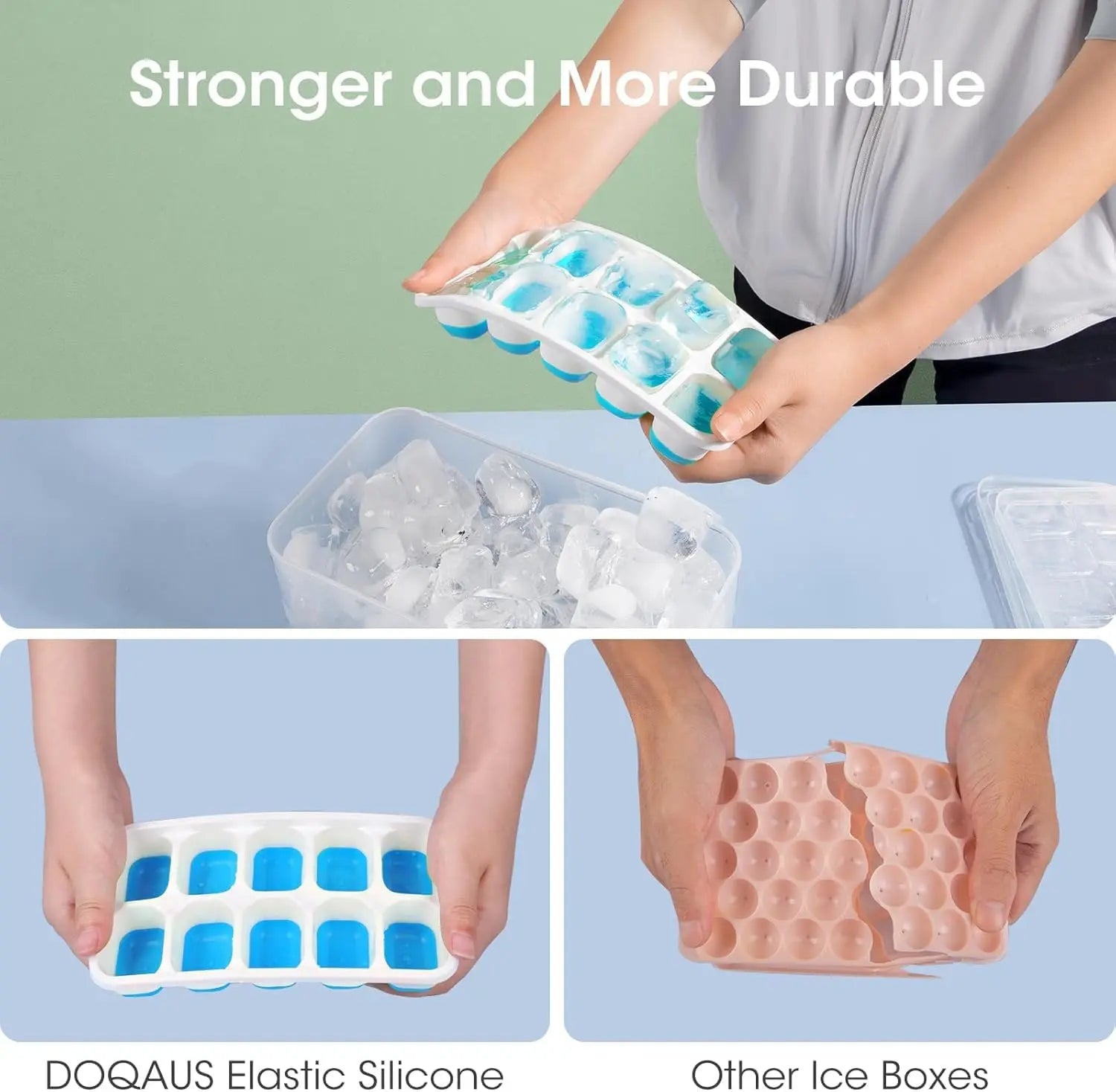 Silicone Ice Cube Tray with Bin – Easy-Release Ice Maker with Lid & Storage Container