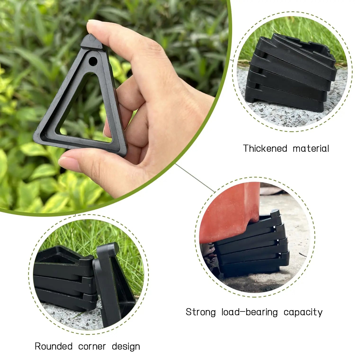 24-Pack Stackable Pot Feet – Adjustable Plant Stands for Outdoor Planters (Black)