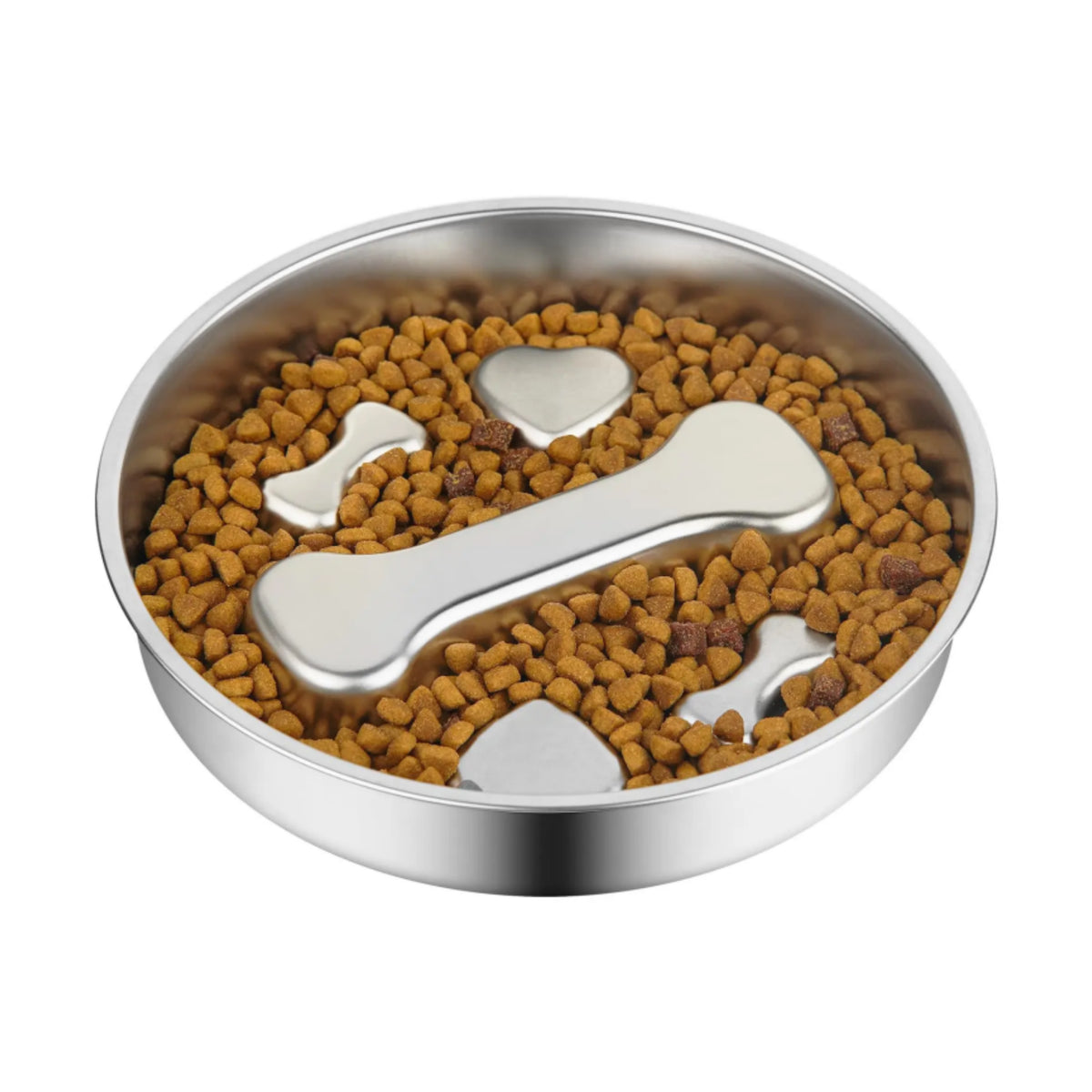 Slow Feeder Dog Bowl – 2-Cup Stainless Steel Puzzle Dish for Small & Medium Dogs & Cats
