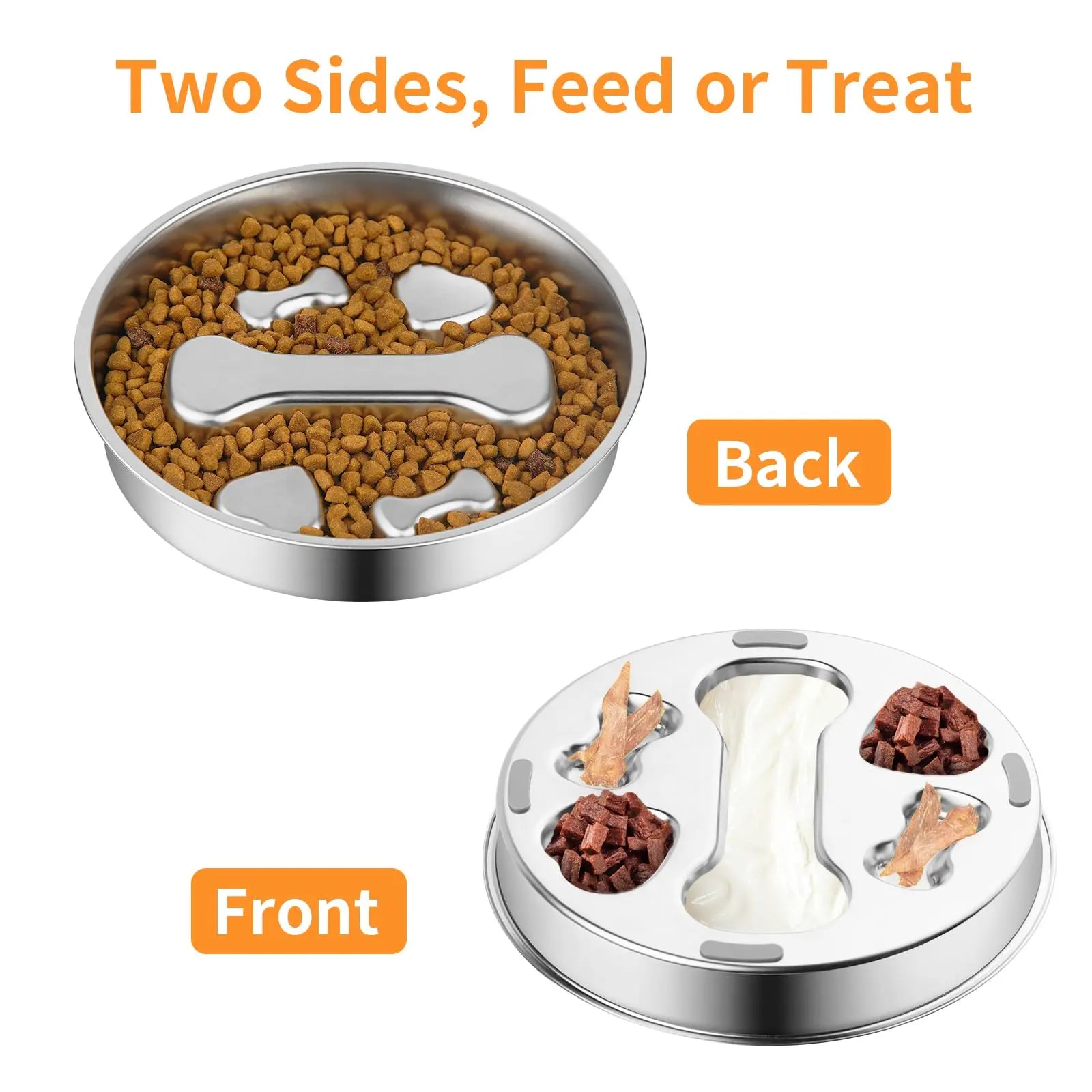 Slow Feeder Dog Bowl – 2-Cup Stainless Steel Puzzle Dish for Small & Medium Dogs & Cats