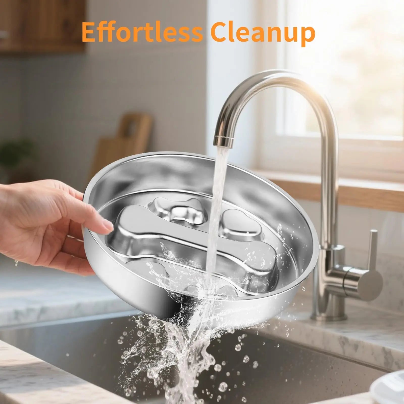 Slow Feeder Dog Bowl – 2-Cup Stainless Steel Puzzle Dish for Small & Medium Dogs & Cats