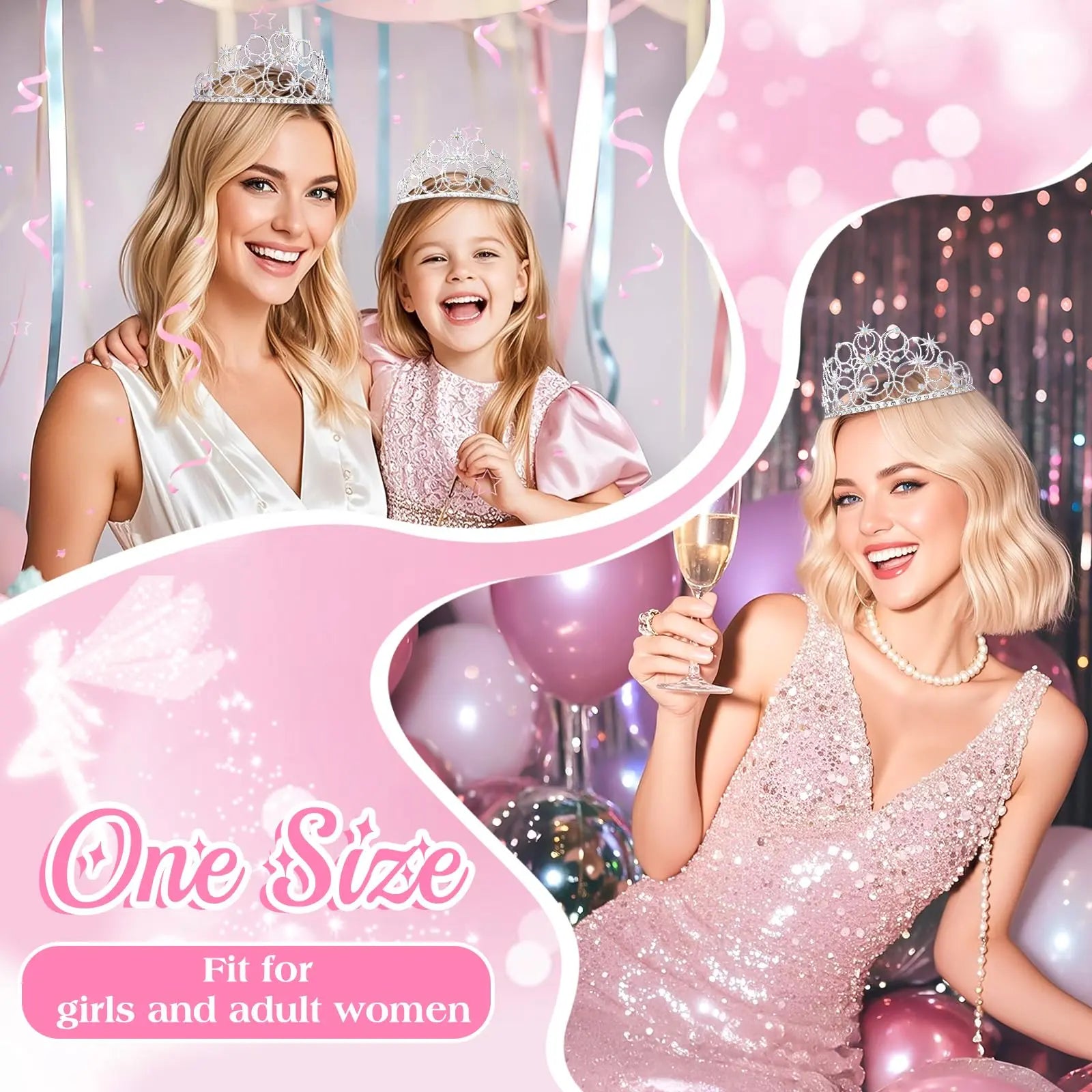 Stellar Princess Crown Tiara – Rhinestone Crystal Crown for Women & Girls, Perfect for Costumes, Weddings & Halloween