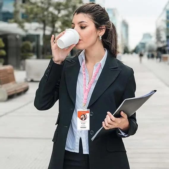 Stretchy Scrunchie Lanyard – Expandable Badge Holder & Keychain for Women