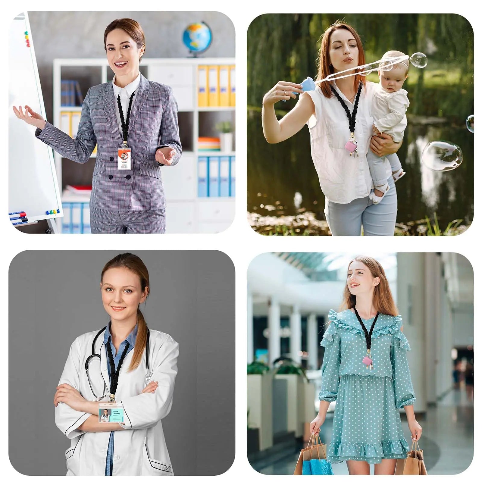 Stretchy Scrunchie Lanyard – Expandable Badge Holder & Keychain for Women