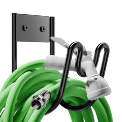 Wall-Mounted Garden Hose Holder – All-Weather Steel Hook with Nozzle Groove