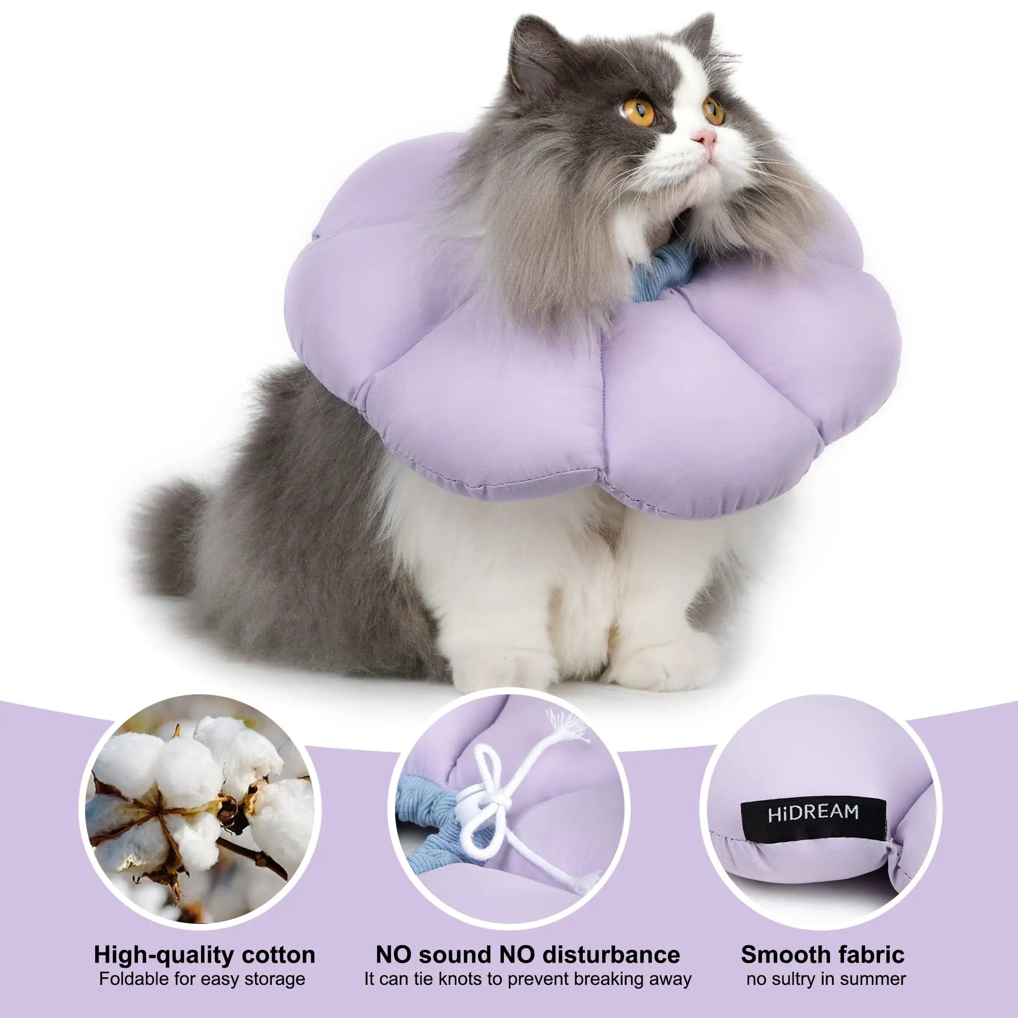 Waterproof Soft Cat Recovery Collar – Cute Flower Elizabethan Cone Alternative in 3 Sizes & 3 Colors
