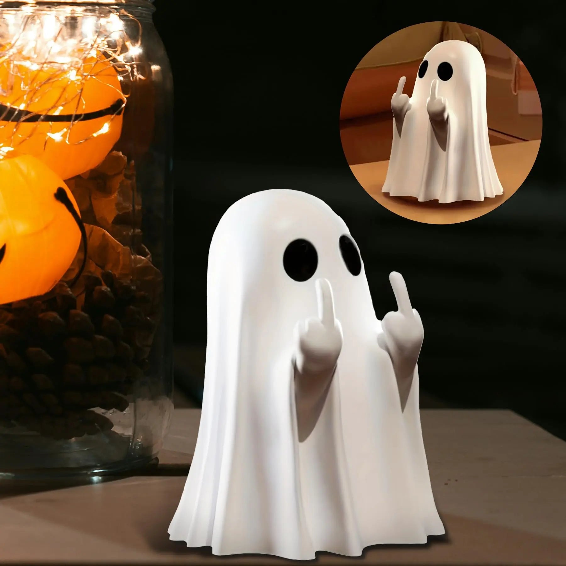 Whimsical Halloween Ghost Figurine – Cute & Spooky Tabletop Decor for Home, Gifting, and Seasonal Displays