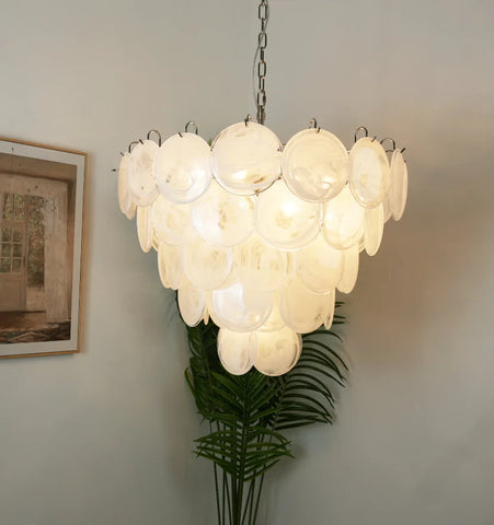 White Murano Disc Chandelier - NexioPick
