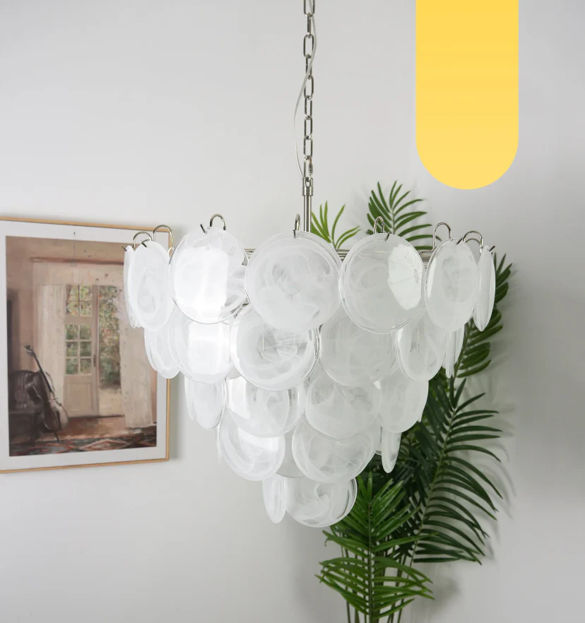 White Murano Disc Chandelier - NexioPick