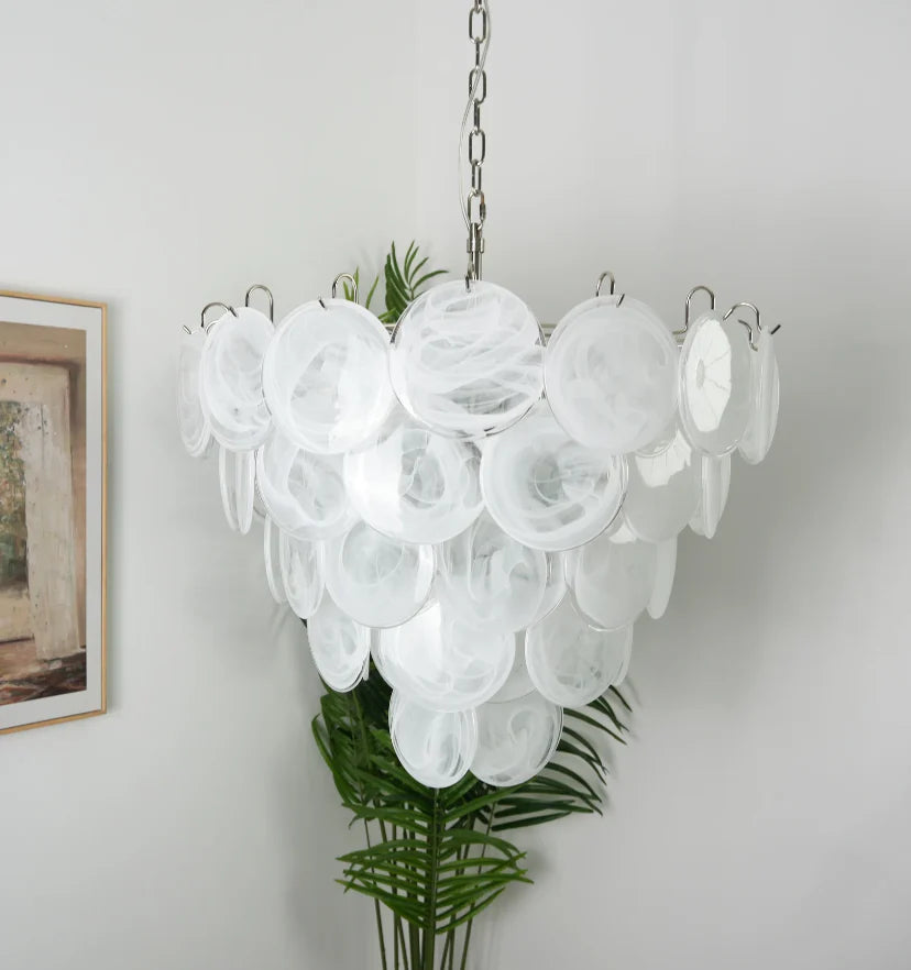 White Murano Disc Chandelier - NexioPick