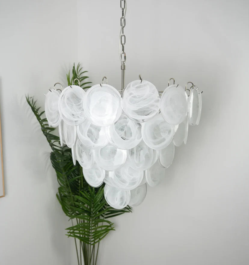 White Murano Disc Chandelier - NexioPick