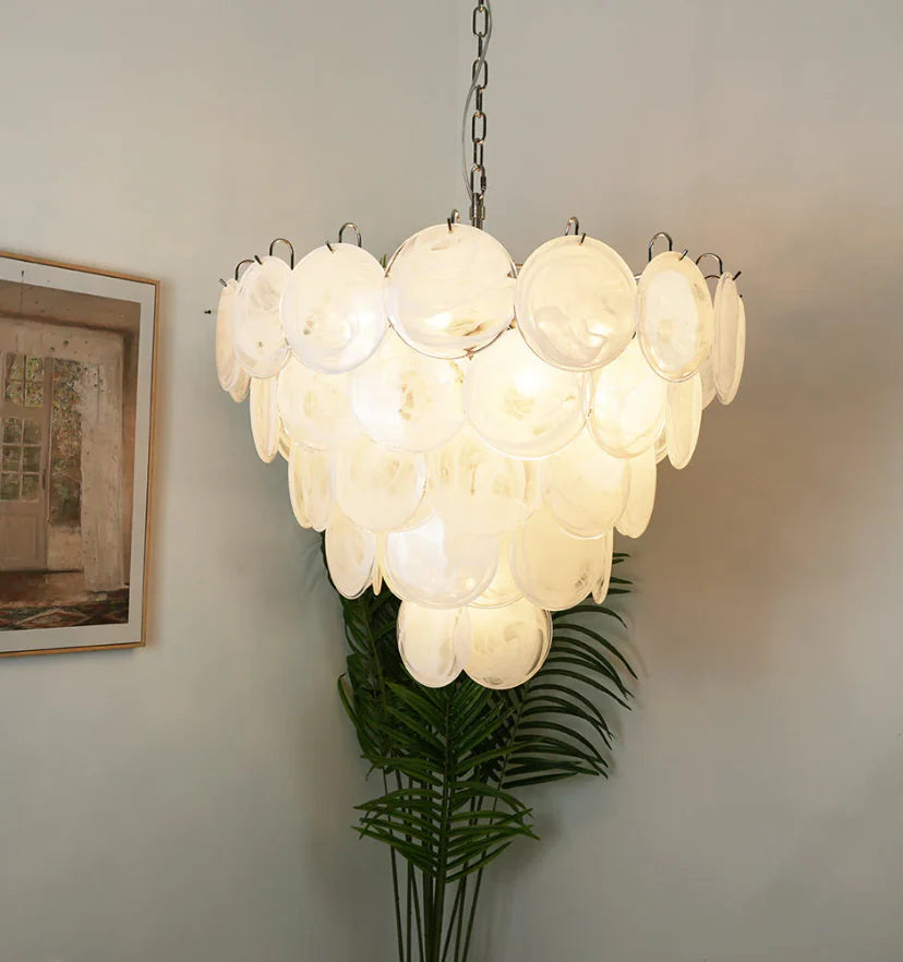 White Murano Disc Chandelier - NexioPick
