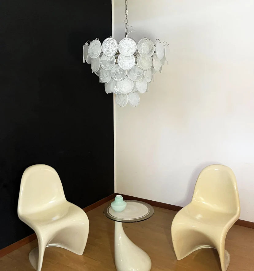 White Murano Disc Chandelier - NexioPick