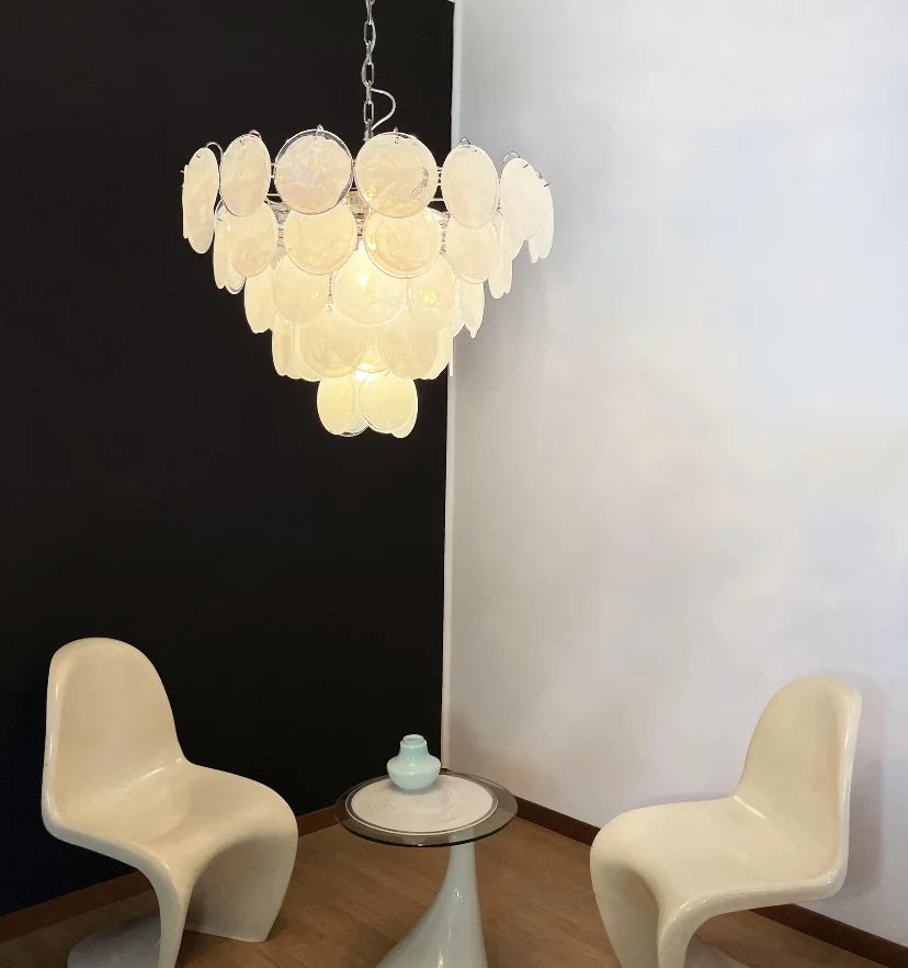 White Murano Disc Chandelier - NexioPick