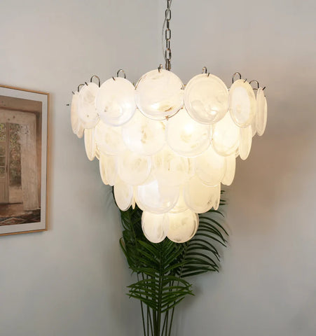White Murano Disc Chandelier - NexioPick
