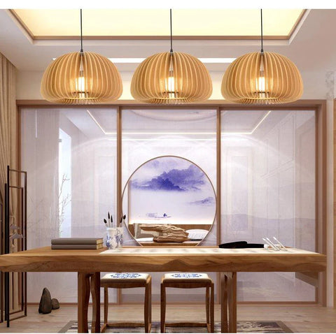 Wooden Pumpkin Pendant Light - NexioPick