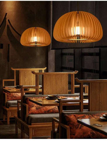 Wooden Pumpkin Pendant Light - NexioPick