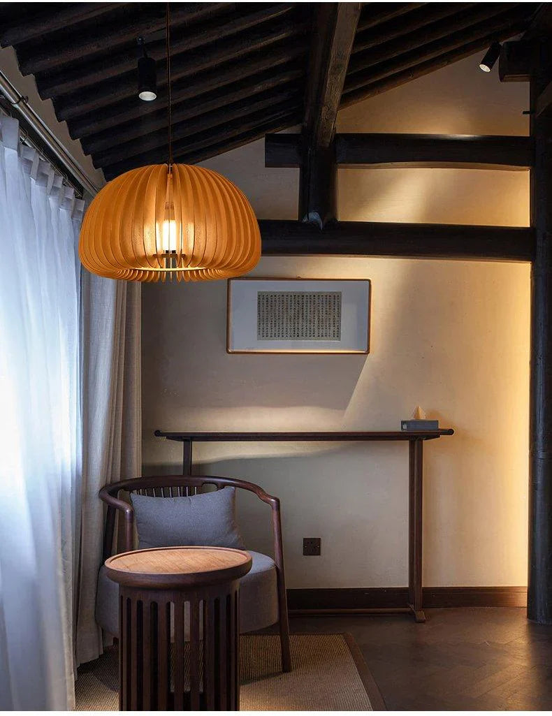 Wooden Pumpkin Pendant Light - NexioPick