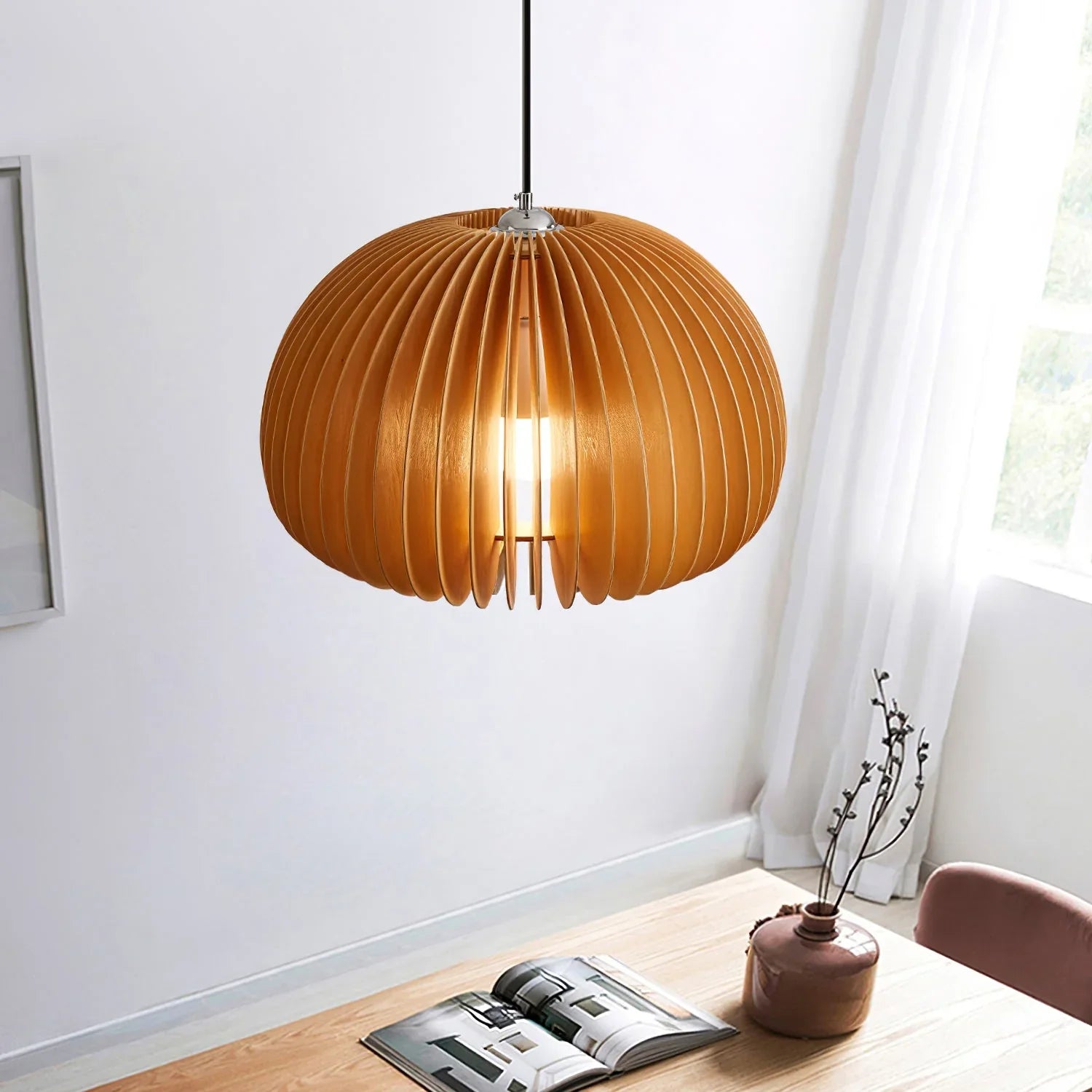 Wooden Pumpkin Pendant Light - NexioPick
